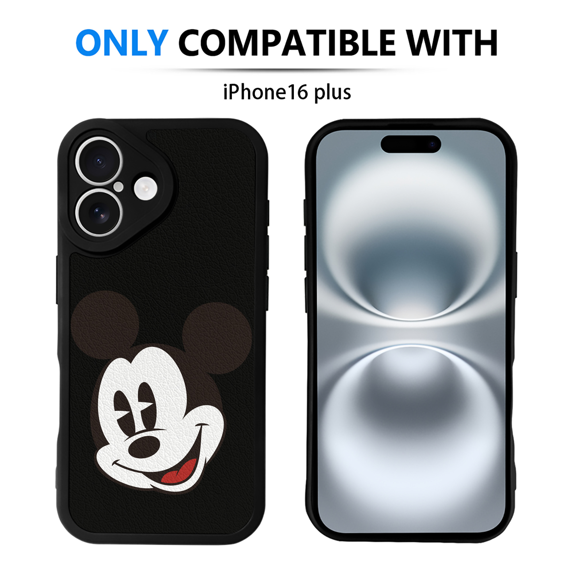 （画像用） ミッキーマウス Mickey Mouse 【iPhone 16シリーズ対応】シリコンスマホケース（レザー調） 材質：シリコン